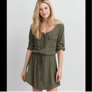 American Eagle Military Inspired Green Long Sleeve Dress